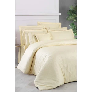 Jacquard Stripe Sarı Çift Kişilik 260 Tc %100 Pamuk Saten Nevresim Takımı