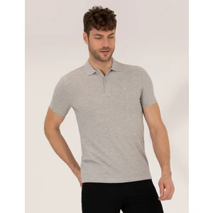 Pierre Cardin Erkek Açık Gri Melanj Slim Fit Polo Yaka Basic Tişört 50269606-VR091