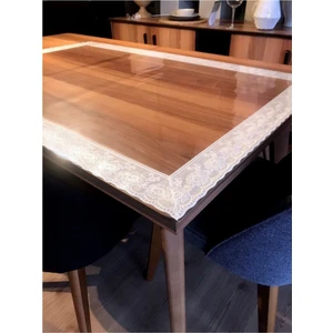 1.2mm | Şeffaf Pvc Beyaz Dantelli | Kalın Kaymaz Koruyucu Masa Örtüsü | Muşamba | Masa Koruma Örtüsü | Cam Mika | Mutfak Salon Masa Örtüsü