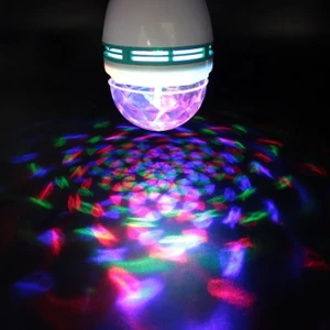 Renkli LED Döner Başlıklı Disko Topu Ampül Gece Lambası 3 Watt Fiş Aparatlı Renkli Disco Ampül