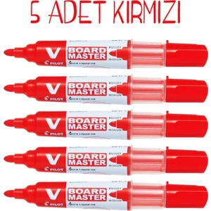 V-Board Master Yuvarlak Uç Yazı Tahtası Kalemi 5 Li Kırmızı