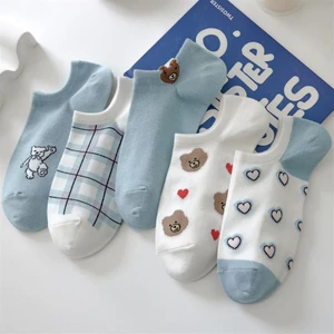 Black Arden Socks Sevimli Ayıcık Desenli Yazlık  Bilekaltı Kadın Babet Çorap 5 Çift