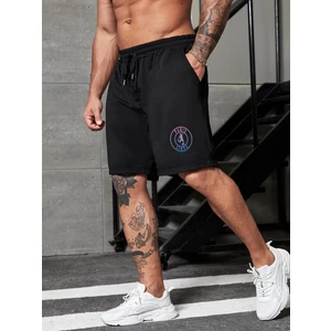 Erkek Siyah  Şort Baskılı Daxis Sportwear Company