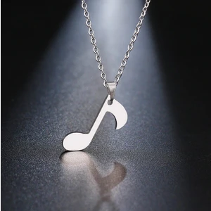 Titanyum Paslanmaz Çelik " Nota / Melodi " Modeli Kolye (Gümüş)
