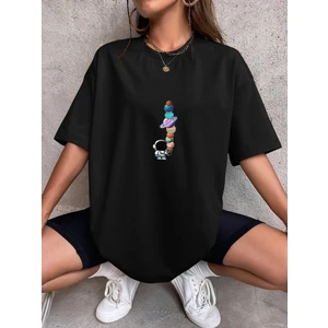 DAXİS Sportwear Company Gezegenler Baskılı Kadın  Oversize Tshirt-Daxis Sportwear Company