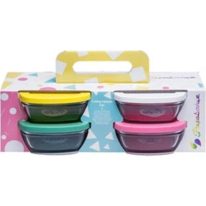 Pudding Silikon Kapaklı Cam Saklama Kabı 4 Lü Kahvaltılık 11 cm 96840