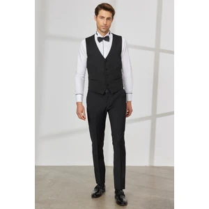 ALTINYILDIZ CLASSICS Erkek Siyah Slim Fit Dar Kesim V Yaka Klasik Yelek