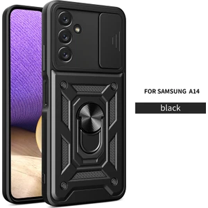 Samsung Galaxy A14 Kılıf Lens Sürgülü Yüzüklü Tank Silikon Pars
