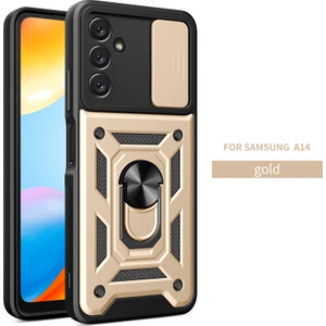 Samsung Galaxy A14 Kılıf Lens Sürgülü Yüzüklü Tank Silikon Pars