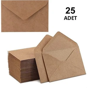 25 Adet, Mini Zarf, 7x9 Cm, Kraft Renk Zarf, Kartvizit Not Zarfı
