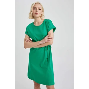 A Kesim Bisiklet Yaka Mini Kısa Kollu %100 Pamuk Elbise T8057AZ23SM