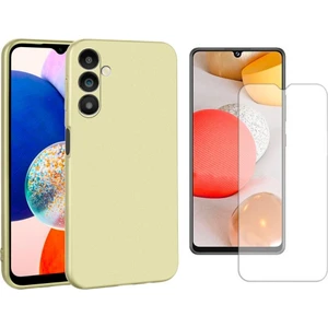 Samsung Galaxy A14 ile Uyumlu Kılıf Soft Yumuşak Telefon Kılıfı ve Temperli Cam Ekran Koruyucu