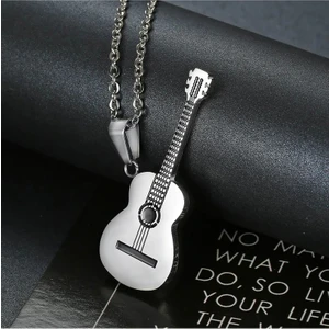 Titanyum Paslanmaz Çelik " Gitar " Modeli Kolye