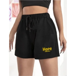 DAXİS Sportwear Company Baskılı Kısa Kadın Şort Daxis Sportwear Company Siyah Şort Baskılı