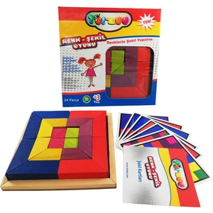 Eğitici Ahşap Oyuncak 24 Parça Ahşap Renk-Şekil Oyunu