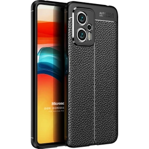 Xiaomi Poco X4 Gt Kılıf Deri Dokulu Silikon Siyah