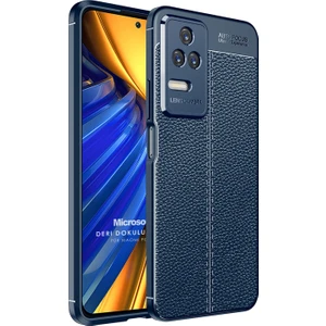 Xiaomi Poco F4 Kılıf Deri Dokulu Silikon Lacivert