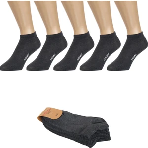 Ozzy Socks 5 Çift Dikişsiz Pamuklu Antrasit Unisex Patik Çorap Yazlık Dayanıklı Topuk ve Burun