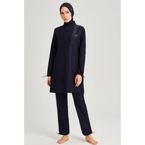 Lacivert Dokuma 6 Parça Tesettür Mayo Takımı