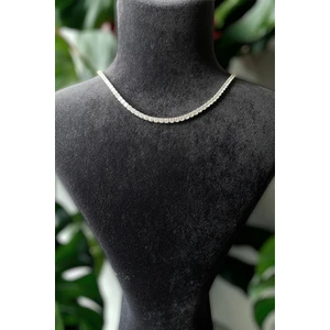 Zirkon Taşlı Yuvarlak Model Su Yolu Silver Kolye