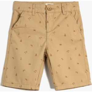 Chino Şort Baskılı Cepli Pamuklu