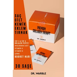 Dr. Warble Premium Collagen Therapy-30 Saşe-Tip 1 & Tip 3 , Hyalüronik Asit, Kudret Narı, Çinko, C ve D vitamini