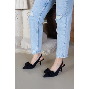 Maribel Siyah Fiyonklu Kadın Topuklu Ayakkabı