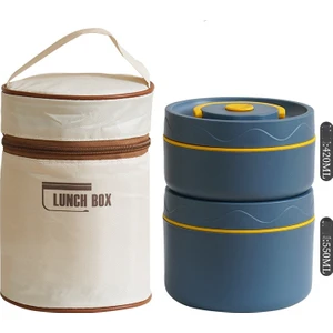 Taşınabilir Thermos 304 Paslanmaz Çelik Yalıtımlı Öğle Yemeği Kutusu Sızdır Köplü Kova Öğrenci Öğle Yemeği Kutusu Çok Katmanlı Yuvarlak Bento Kutusu (Yurt Dışından)