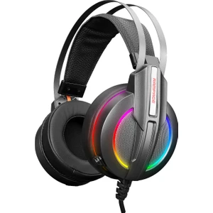 RM-K6 STARK USB 7.1 Double RGB Efekt Metalik Gri Surround Gaming Oyuncu Mikrofonlu Kulaklık
