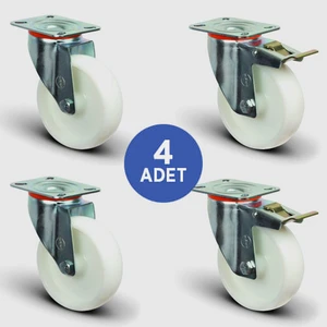 2 Adet EM01ZKZ80 Döner Tablalı + 2 Adet EM01ZKZ80F Döner Tablalı Frenli Poliamid Tekerlek ÇAP80 Taşıma Arabası Tekerlek Seti 2XEM01ZKZ80+2XEM01ZKZ80F