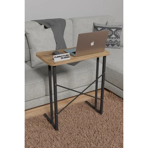 Furnature Design Metal Ayaklı Laptop Sehpası Kahvaltı Masası Çalışma Sehpası Atlantik Çam 60X35