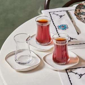 Karaca Streamline Plato 12 Parça 6 Kişilik Cam Çay Seti 165 ml