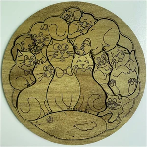 Sevimli Kediler Ahşap Puzzle ve Tablo