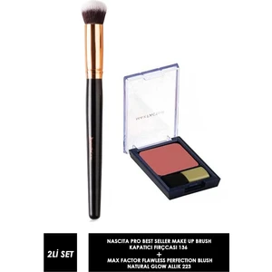 Max Factor Flawless Perfection Blush 223 Natural Glow Allık + Nascita Pro Best Seller Make Up Brush 136 Kapatıcı Fırçası