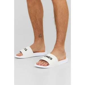 Jack & Jones Erkek Jfwlarry Yazı Detaylı Terlik 12184277 Beyaz