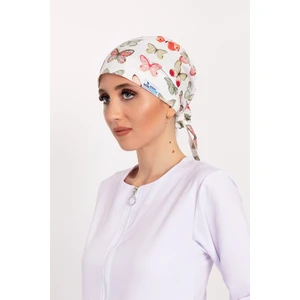 Nur Medikal Giyim Yeşil Kelebek  Desenli Tesettür Doktor Hemşire Hastane Aşçı Cerrahi Bone