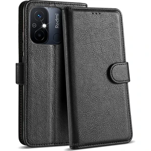M.TK Moveteck Xiaomi Redmi 12C Uyumlu Kılıf Tam Kaplar Deri Dokulu Kapaklı Cüzdan Standlı Zırh Kartvizit Bölmeli