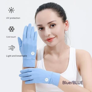 Yaz Buz Ipek Güneş Koruyucu Eldivenleri Bayanlar Açık Havada Sürüş Nefes Alabilir Tam Parmak Kaymaz Uv Dokunmatik Ekran Sürüş Eldivenleri (Yurt Dışından)
