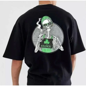 Amor Man Büyük Beden Özel Tasarım Kuru Kafa Sırt Baskılı %100 Pamuk Sokak Stili Hip Hop Erkek T-Shırt