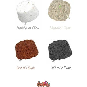 Kuş Kalsiyum / Kil / Kömür / Mineral Blok Set 4 Adet