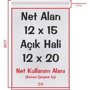 12X15+5 Cm. (12*20) 1.000 Adet - Şeffaf Bantlı Yapışkanlı Opp Jelatin Poşet