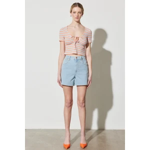 Donna Regular Fit Normal Kesim Normal Bel Açık Mavi Esnek Jean Kot Şort