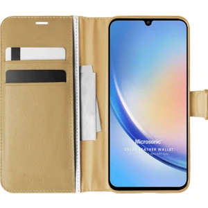 Samsung Galaxy A34 Kılıf Delux Leather Wallet Gold