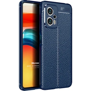 Xiaomi Poco X4 Gt Kılıf Deri Dokulu Silikon Lacivert