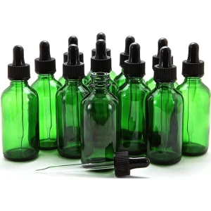 Cam Damlalıklı Yeşil Cam Şişe 30 ml x 12 Adet