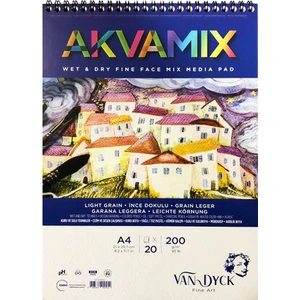 Van Dyck Akvamix Wet & Dry A4 Üstten Spiralli Microperforeli Çok Amaçlı Blok 200 Gr. 20 Yp.