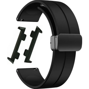 Oppo Watch 46MM Kordon Silikon Mıknatıslı Ayarlanabilir HS19 Siyah