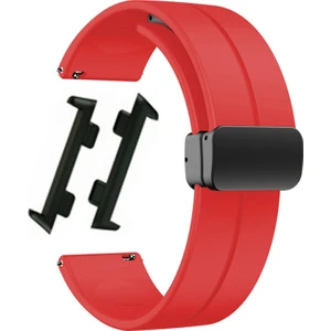 Oppo Watch 46MM Kordon Silikon Mıknatıslı Ayarlanabilir HS19 Kırmızı