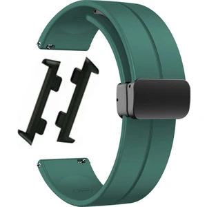 Oppo Watch 46MM Kordon Silikon Mıknatıslı Ayarlanabilir HS19 Koyu Yeşil