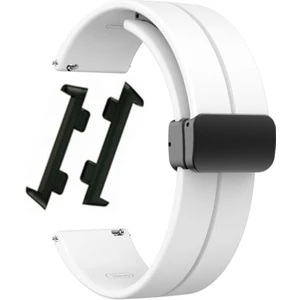 Oppo Watch 46MM Kordon Silikon Mıknatıslı Ayarlanabilir HS19 Beyaz